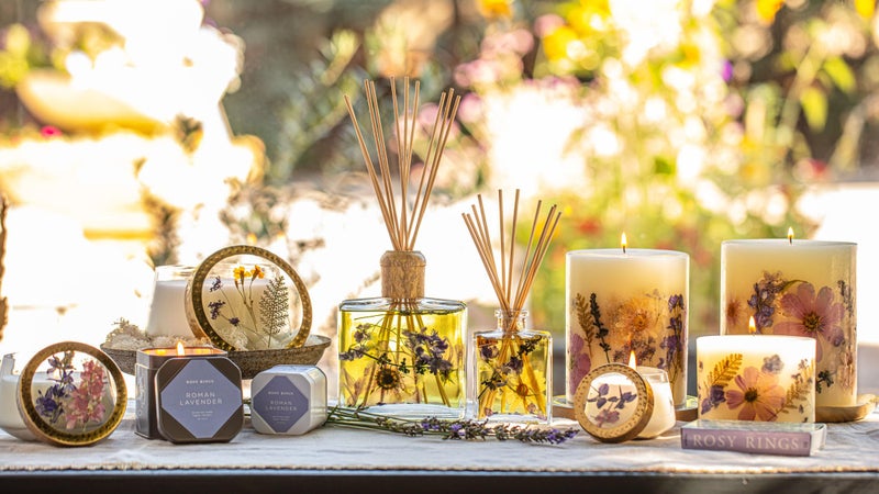 Rosy Rings Round Botanical Candle Roman Lavender - Aromatherapy Candles, Long Lasting Candles, Botanical Candles, Home Decor 6.5" 200 Hour Burn Time - Image 4